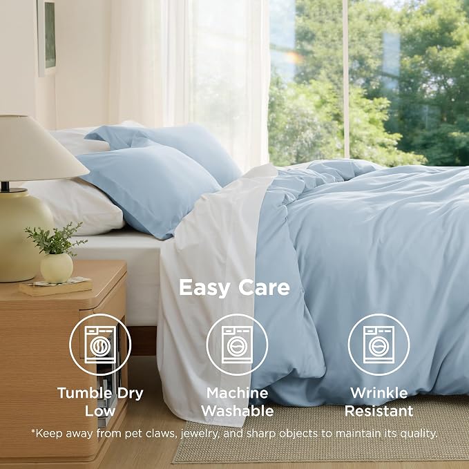 Bedsure Oversized King Duvet Cover, Double Brushed Bedding Set, Light Blue | For Kids & Adults, 120"x98" Comforter Cover, Hotel Luxury, All Season, Breathable, Easy Care, Lightweight, Zipper Closure
