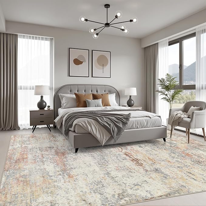 5x8 Area Rug Living Room: Modern Washable Indoor Soft Carpet Taupe | For Bedroom Dining Room Farmhouse Nursery Hallway Office,Modern Abstract,Machine washable,Non-Slip,Stain Resistant,Indoor