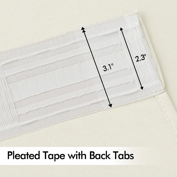 MIULEE Cream Back Tab Blackout Curtains 52x84 Inch Length 2 Panels Set | Rod Pocket Pinch Pleated, Thermal Insulated, Room Darkening, Light Blocking, Privacy Curtains for Living Room Bedroom