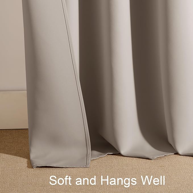 PONY DANCE Window Treatment Thermal Insulated Rod Pocket Blackout Curtains/Drapes for Bedroom(Light Taupe,Set of 2 Panels,42 by 54 Inch Length)