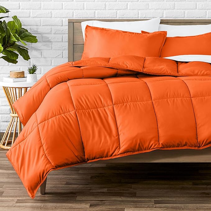 Bare Home Queen Comforter Set - 1800 Ultra Soft (Queen, Orange) | All-Season, Breathable, Hypoallergenic, Premium 1800, Warm, Cozy