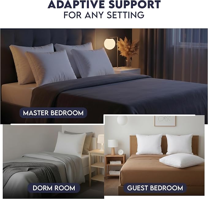 Utopia Bedding Gusset Bed Pillow, Hotel Pillows European Size Set of 2 | Cotton Blended Down alternative pillows for sleeping, soft fluffy cooling comfort for Back, side & stomach sleepers, 2 pack