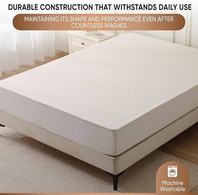 Deluxe Cooling Mattress Protector Queen - Waterproof - Crisp, Breathable Organic Cotton Surface with a Percale-Inspired Feel - 280GSM Air-Knit Mattress Pad - Noiseless Deep Pocket