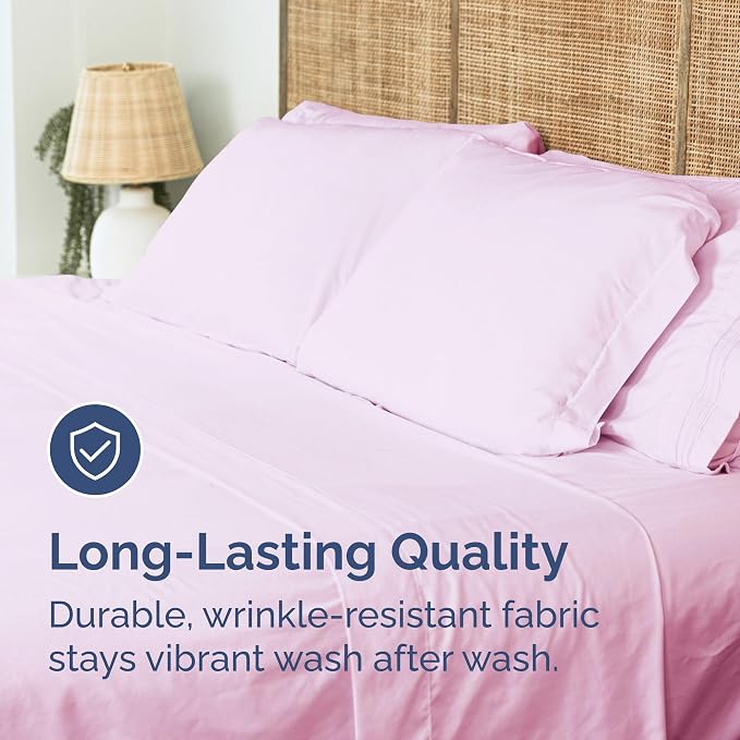 Queen Flat Sheet - Single Top Flat Sheet Only - Soft & Cooling - Light Pink | Hotel Luxury Top Flat Sheet Only, Ultra-Soft, Breathable & Cooling, Fade & Wrinkle Free, Easy-Care, Stain & Shrink Resistant