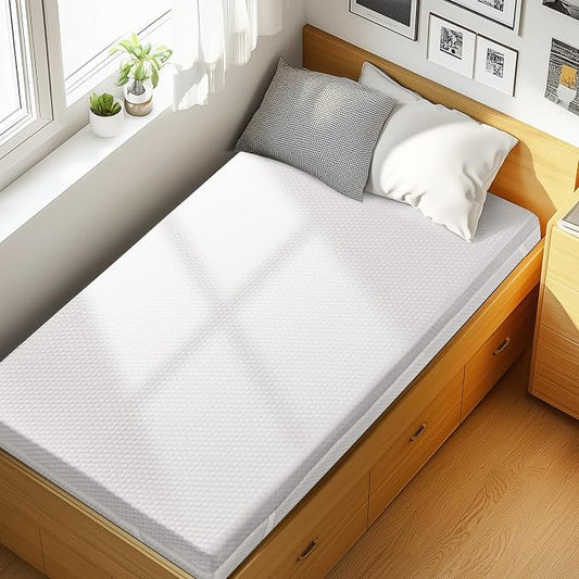 PERLECARE Twin Mattress Topper, 4 Inch Gel Memory Foam Mattress Topper for Pressure Relief, Premium Soft Cooling Sleep, Non-Slip Design with Removable & Washable Cover, Oeko-Tex Certified