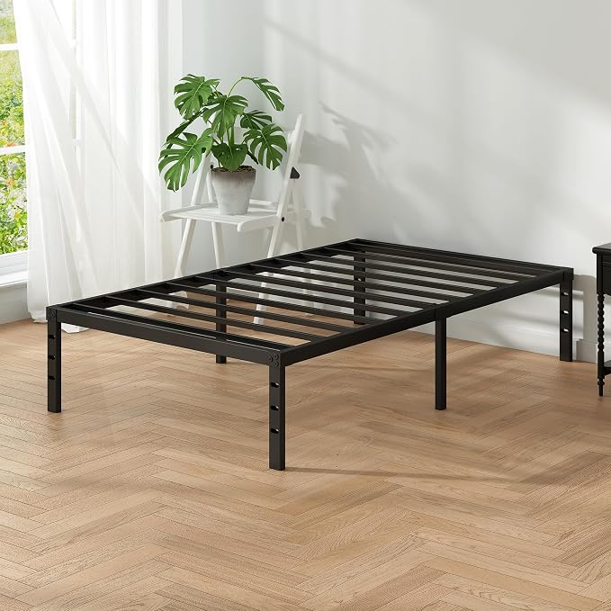 Metal Platform Bed Frame Twin Size, 12 Inch Height with Heavy Duty Steel Support, No Box Spring Needed, Easy Assembly and Underbed Storage,Black