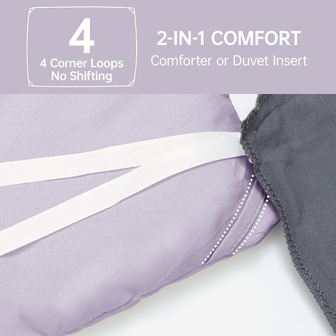 Full Comforter Sets, All Season Ultra Soft Down Alternative Bedding - 3 Piece Lightweight Bed Set Includes 1 Comforter (82"x86") and 2 Pillow Shams (20"x26"), Lavender