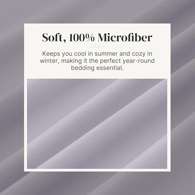 Modern Threads Soft Microfiber Solid Sheets - Luxurious Microfiber Bed Sheets - Includes Flat Sheet, Fitted Sheet with Deep Pockets, & Pillowcases Lilac Marble Queen