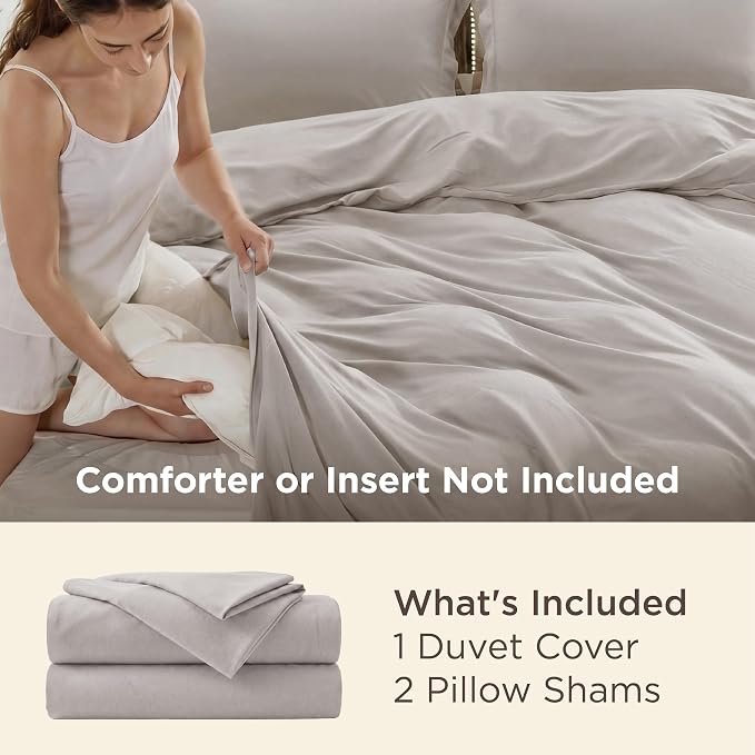 Bedsure Duvet Cover King Size, Soft Double Brushed Bedding Set, 3Pcs, Taupe | For Kids & Adults, 104"x90" Comforter Cover, Hotel Luxury, All Season, Breathable, Easy Care, Lightweight, Zipper Closure