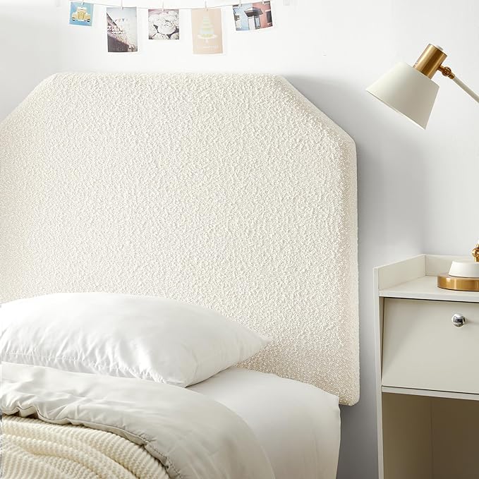 DormCo Tavira Allure® Boucle Dorm Headboard with Legs - Taupe Cream