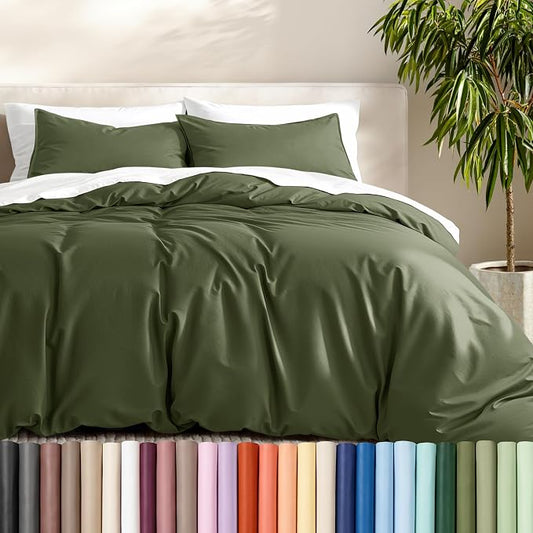 Bare Home Duvet Cover Set 1800 Ultra-Soft (King, Cypress) | Lightweight, Cooling, Breathable, Premium 1800 Ultra-Soft, All-Season