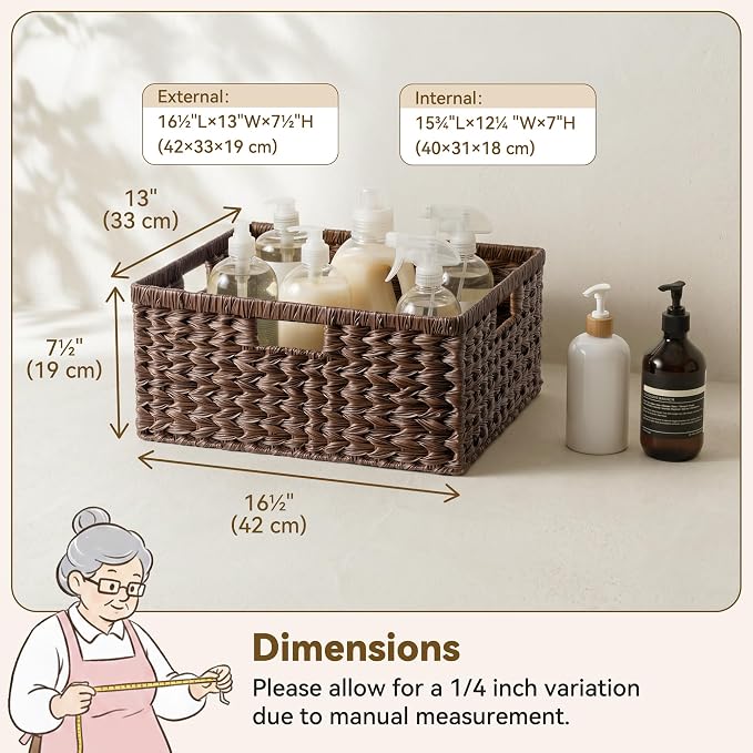 GRANNY SAYS Large Wicker Basket, Decorative Woven Basket for Storage, Waterproof Storage Basket Organizer, Wicker Storage Basket for Organizing, Brown Basket, 1-Pack | Waterproof Plastic Storage Basket Organizer, Wicker Storage Basket for Organizing, L...