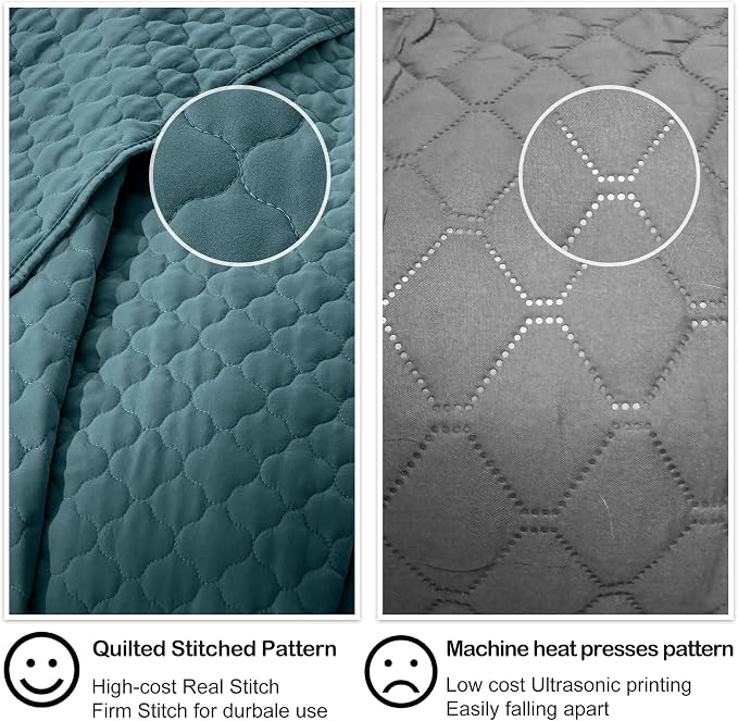 HORIMOTE HOME Quilt Twin Size Teal Blue, Lightweight Quilt for Summer Ultra-Soft Microfiber Modern Style Quilted Clouds Pattern Bedspread Quit Set 2 Pieces (1 Quilt and 1 Pillow Sham)