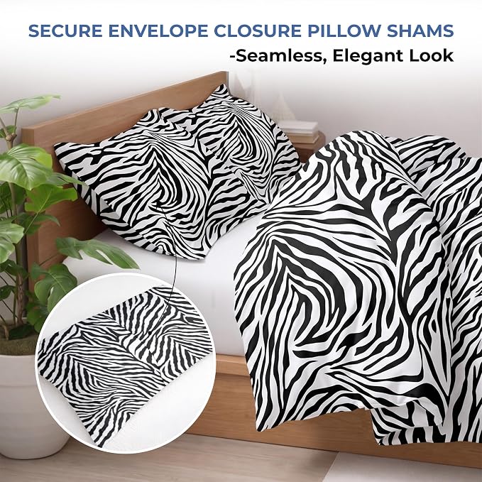 Custom Duvet Cover - Cotton Soft Premium Breathable Customizable Printed Animal Zebra Comforter Cover (Desired Dimensions) - Zipper Closure & 7 Internal Ties - Zebra