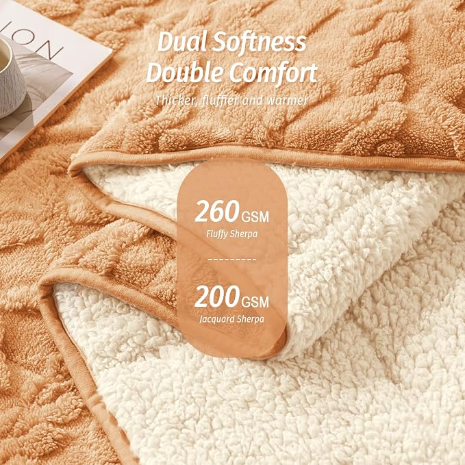 Soft Weighted Blanket for Adults 15 lbs 60" x 80" Orange-Yellow | Better Sleep, Relax Body & Mind, Dual Sided Cozy Fuzzy Heavy Throw Blankets, Jacquard Knitted, Chunky Fluffy, Warm Hug, Gift