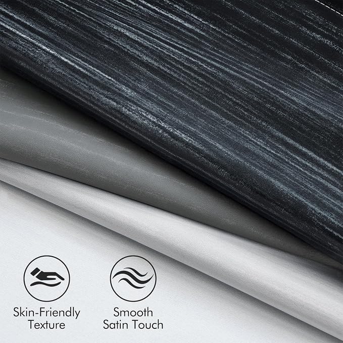 MIULEE Black and Greyish White Ombre Blackout Curtains 52Wx90L Set of 2 | Full Room Darkening,Thermal Insulated,90 Inch Long,Grommet Drapes for Bedroom/Living Room,Modern Window Treatments