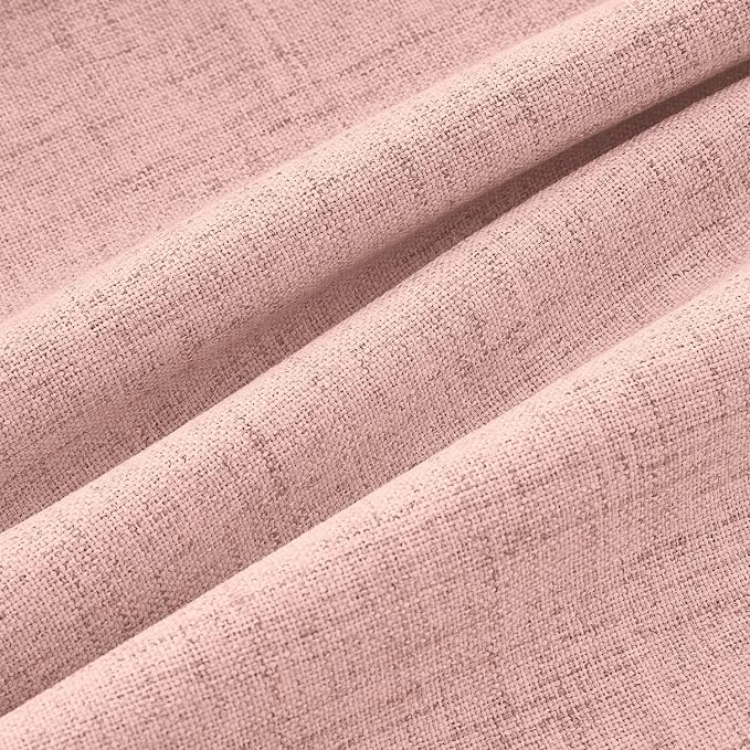 MIULEE 100% Blackout Linen Curtains 42 x 84 Inch Blush Pink 2 Panels | Thermal Insulated, Room Darkening Drapes for Bedroom Living Room, Back Tab Rod Pocket Pinch Pleated, Solid Luxury Decor