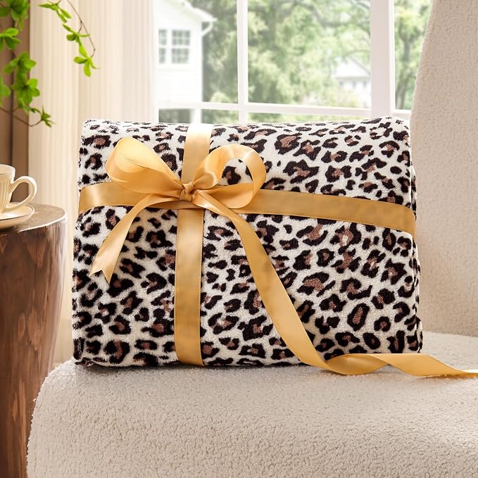 BEDELITE Fleece Blanket Soft Plush Throw for Couch White Leopard 50"x60" | Ultra Soft Fleece, Plush Microfiber, Lightweight Warmth, All Season Comfort, Leopard Decor, Machine Washable, Couch Sofa Bed