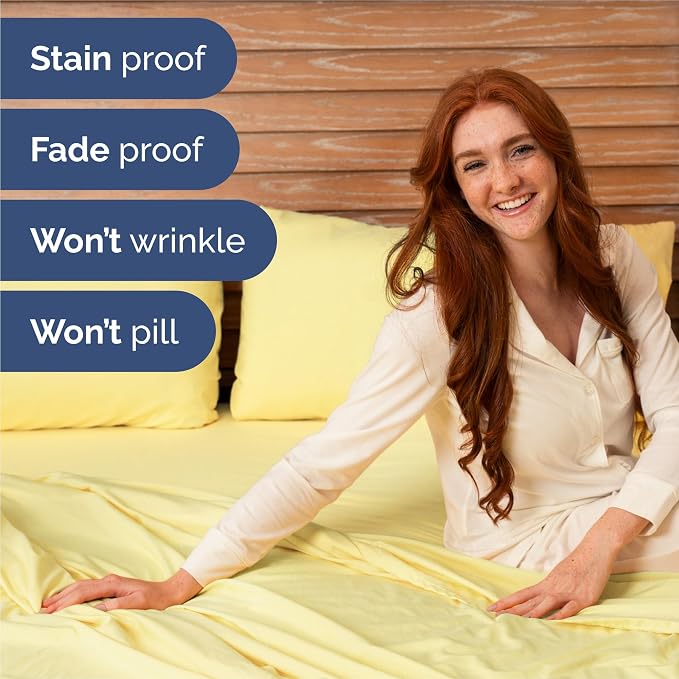 King 6 Piece Bed Sheet Set - Comfy, Breathable & Cooling Sheets - Yellow | Ultra Soft Hotel Luxury Bedding Set w/ 8-16 Inch Deep Pockets - 1 Flat & 1 Fitted Sheet & 4 Pillowcases - Wrinkle & Fade Free