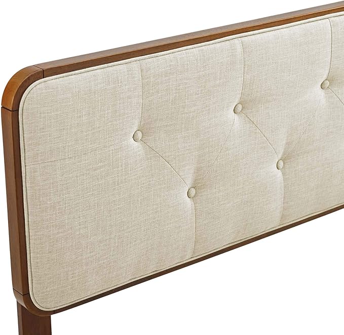 Modway MOD-6235-WAL-BEI Collins Tufted King Fabric and Wood Headboard, Walnut Beige