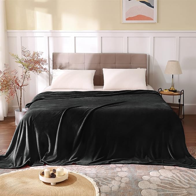 BEDELITE Fleece Blanket Soft Plush Full Bed Blanket Black 84"x90" | Ultra Soft Fleece, Plush Microfiber, Lightweight Warmth, All Season Comfort, Fade Resistant, Machine Washable, Couch Sofa Bed