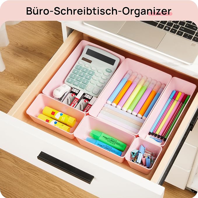 Vtopmart 25 Pack Plastic Drawer Organizers with Non-slip Rubber Pads | 4-Size Versatile Makeup Organizer, Storage Containers Small Bins for Makeup, Jewelries, Bedroom, Kitchen Utensils and Office