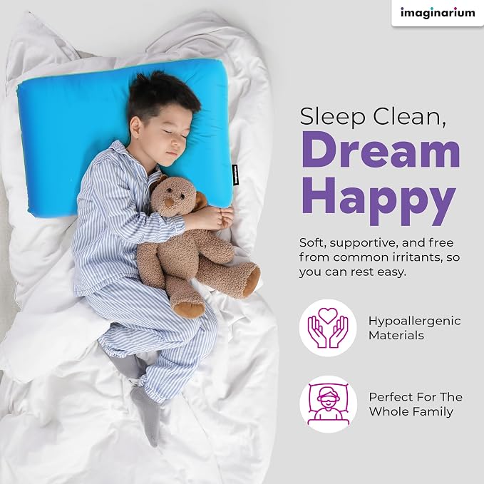 Imaginarium Memory Foam Pillow for Bed - 16" x 24" Standard – Fun Decorative Colorful Pillow for Sleeping - Back, Stomach & Side Sleepers – Includes Cooling Cover (Party Pink)