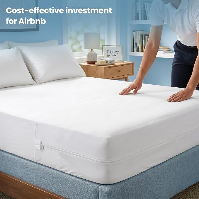 Bulk 10-Pack Hotel Queen Size Mattress Encasement 100% Waterproof | Commercial Zippered Mattress Protector, 6-Sided, 13" Deep, Designed for Resorts and Motels, Bed Bug & Dust Mite Resistant