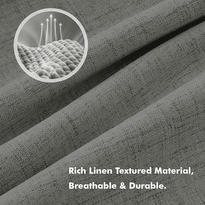MIULEE 100% Blackout Linen Curtains 42 x 72 Inch Dark Grey 2 Panels | Thermal Insulated, Room Darkening Drapes for Bedroom Living Room, Back Tab Rod Pocket Pinch Pleated, Solid Luxury Decor