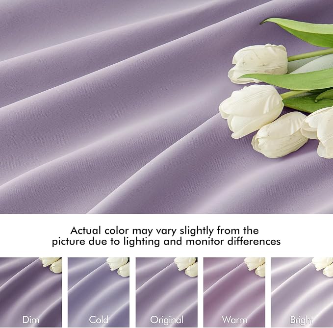 MIULEE Lilac Back Tab Blackout Curtains 52x102 Inch Long 2 Panels Set | Rod Pocket Pinch Pleated, Thermal Insulated, Bedroom Living Room Darkening Drapes, Light Blocking Floor to Ceiling Curtains