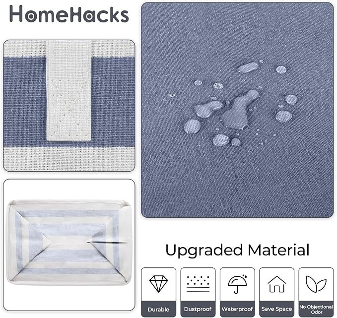 HomeHacks 2 Pack Large Laundry Baskets, Laundry Hampers Bags (Blue 88Lx2) | Waterproof, Freestanding, Collapsible Clothes Hamper with Reinforced Handles in Laundry Room, Dorm, Bathroom, Bedroom