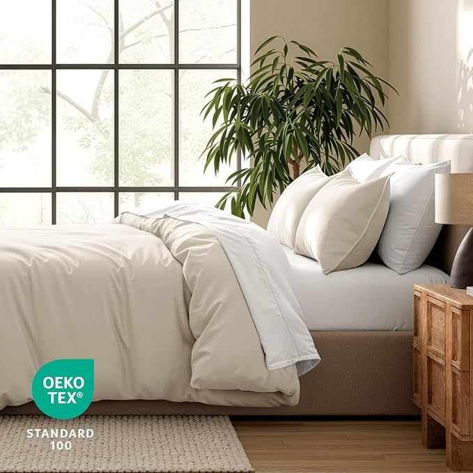 Bare Home Duvet Cover Set 1800 Ultra-Soft (King, Sand) | Lightweight, Cooling, Breathable, Premium 1800 Ultra-Soft, All-Season