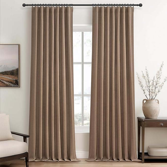 Rust Brown Extra Long Custom 100 Inch Curtains,100% Blackout Curtain for Bedroom Weather Burg Thermal Insulated Noise Cancelling Pleated Heading Tape Hook Boho Drapes Chocolate 2 Panel Set(W50"xL100")