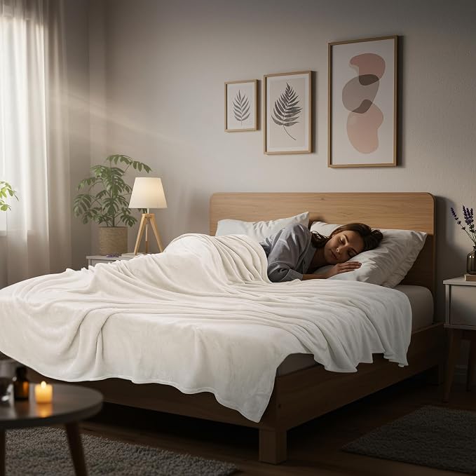 Utopia Bedding Ultra Soft Fleece Bed Blanket King Size Ivory (90x102 Inch) | Microfiber Plush Warm Lightweight Breathable Cozy Blanket Anti-Static, All Season Use, Gift for Women and Men