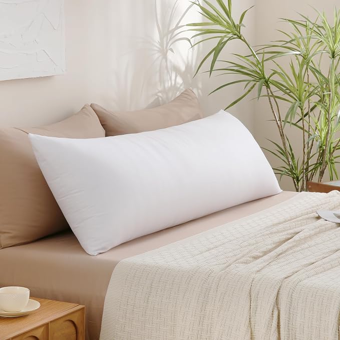 Leeden Full Body Pillow 20 x 54 for Side Sleepers White Support | Soft polyester padding delivers full-body support for side sleepers, maternity rest, reading and daily relaxation.