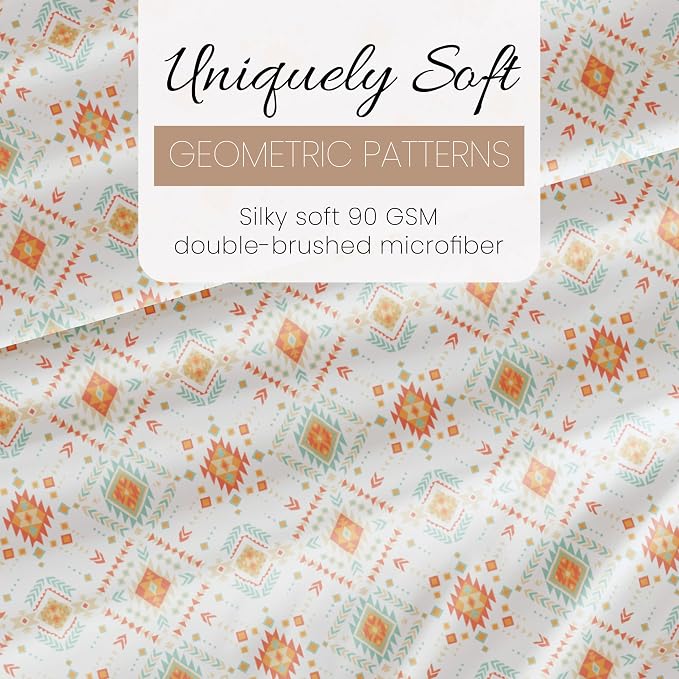 Linen Market 3 Piece Twin Bedding Sheet Set (Aztec Coral) - Sleep Better Than Ever with These Ultra-Soft & Cooling Bed Sheets for Your Twin Size Bed - Deep Pocket Fits 16" Mattress