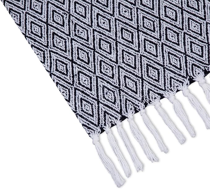 Americanflat 50x60 Throw Blanket - Soft and Breathable Cotton Throw Blanket for Couch, Bed, Chair - Decorative Blankets Perfect for Home or Outdoor Use - Navy Blue and White Double Diamond Design