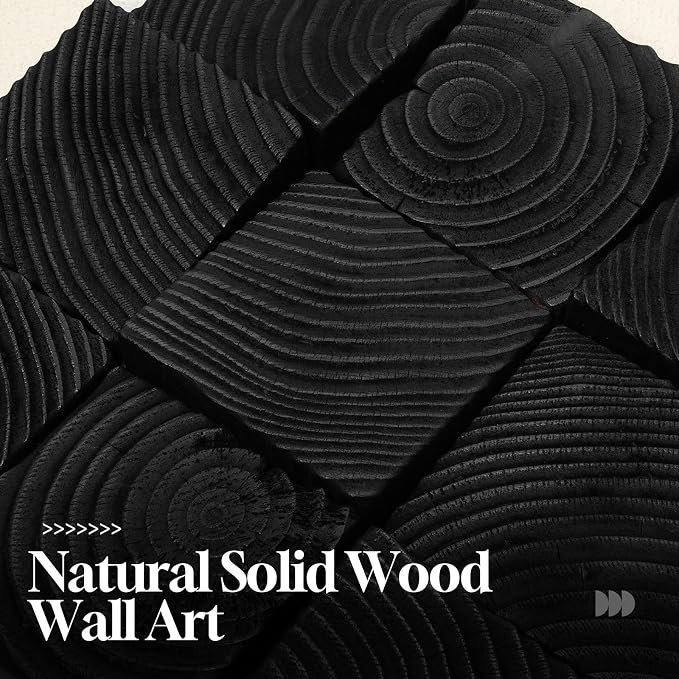 Large Wood Abstract Wall Art for Living Room, Modern 3D Artwork for Walls | Black and white textured paintings, Big woodern layered sculpture, Bedroom dining room office wall decor aesthetic