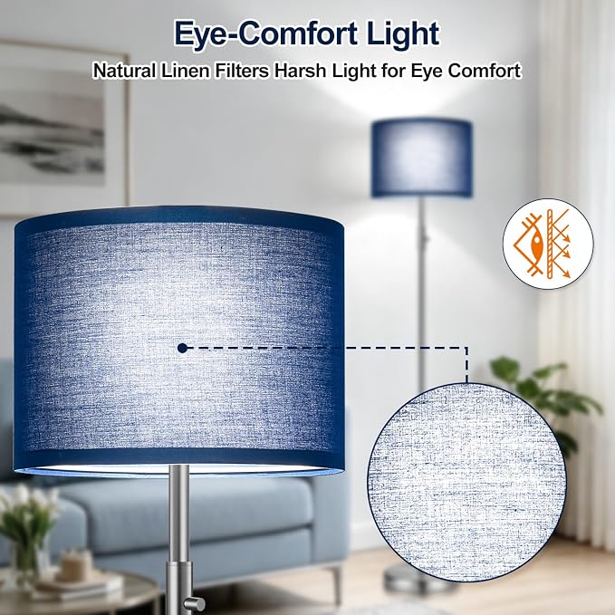 Floor Lamp Simple Design with Shade, Small Tall Lamps for Living Room Bedroom Office Dining Room Kitchen-Nickel