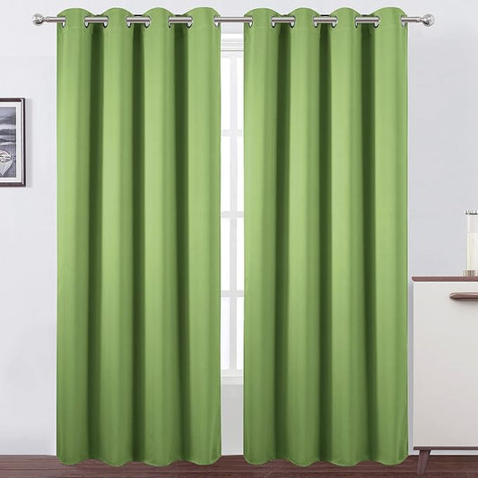 Blackout Curtains 66 x 84 inch/Light Green Curtains Set of 2 Panels/Thermal Insulated Room Darkening Bedroom Curtains