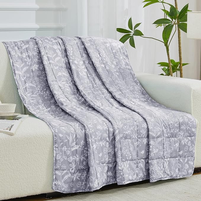 yescool 25 lbs Weighted Blanket Queen Size for Adults (60”x 80”, Pearl Grey) Cooling Heavy Blanket for Sleeping Perfect for 240-260 lbs, Winter Thick Breathable Blanket with Premium Glass Bead