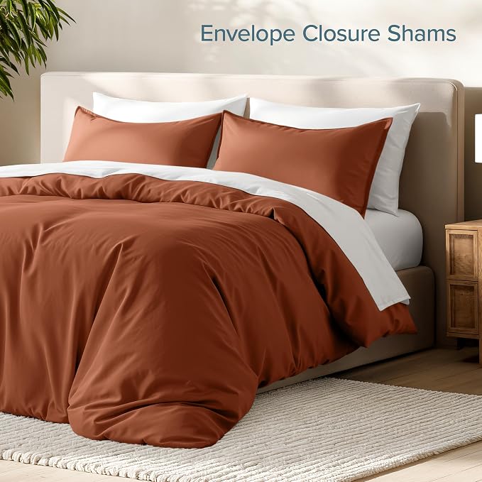 Bare Home Duvet Cover Set 1800 Ultra-Soft (California King, Terracotta) | Lightweight, Cooling, Breathable, Premium 1800 Ultra-Soft, All-Season