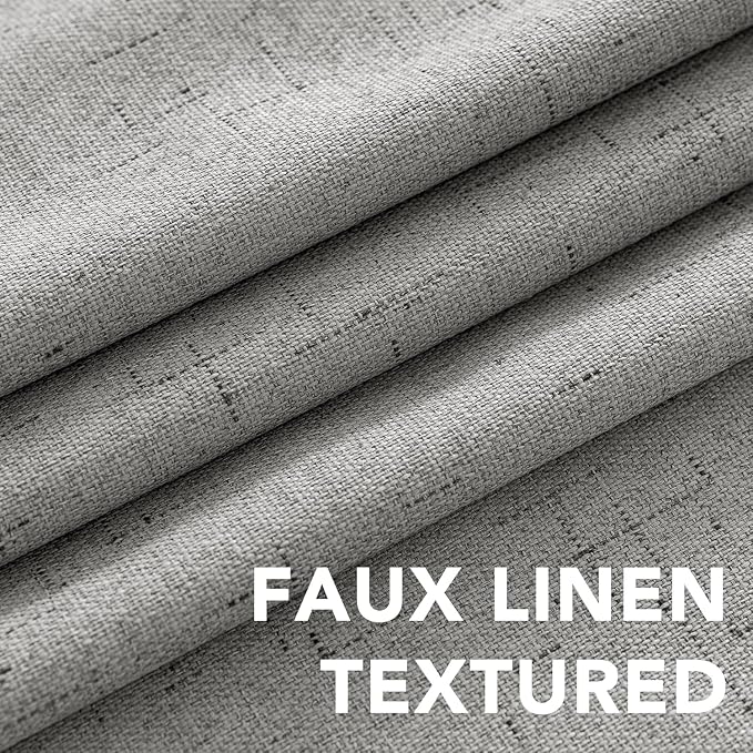 H.VERSAILTEX Linen Curtains 100% Blackout Curtains for Bedroom 102 inch Long Full Light Blocking Nature Linen Blended Window Curtains for Living Room Nickel Grommet (2 Panels, Dove Gray)