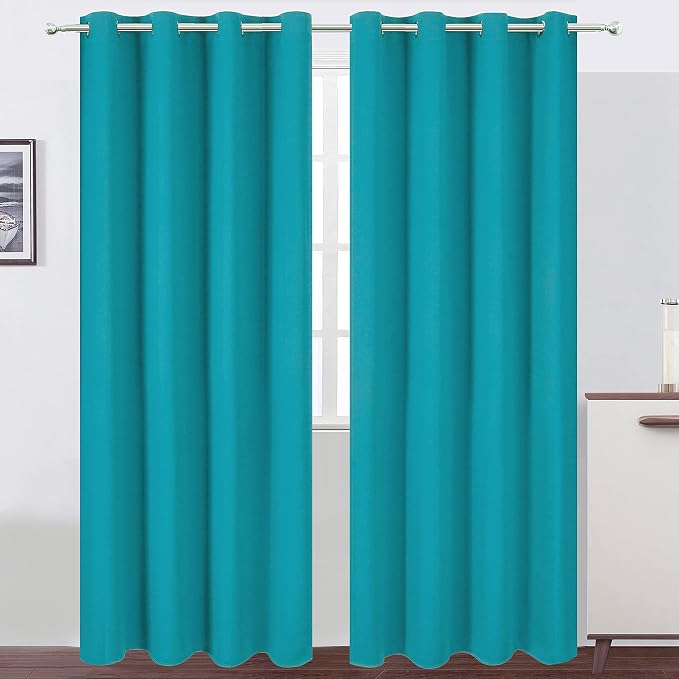 Blackout Curtains 66 x 84 inch/Teal Curtains Set of 2 Panels/Thermal Insulated Room Darkening Bedroom Curtains