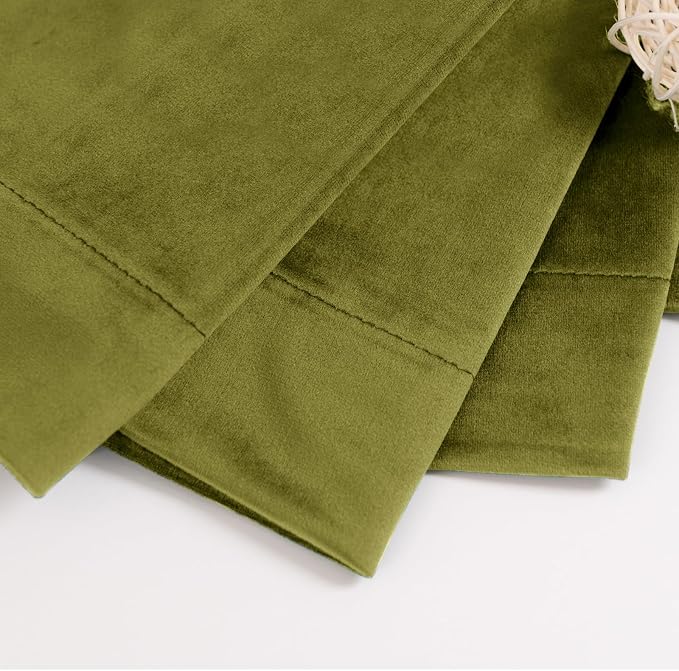 BGment Moss Green Vintage Blackout Velvet Curtains 90 Inches Long, 2 Panels | Soft, Thermal Insulated, Panels for Bedroom, Living Room, Room Darkening, Privacy Drapes, Back Tab Rod Pocket, 52x90 Inch
