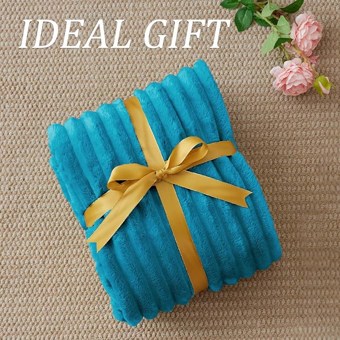 BEDELITE Ribbed Twin Blanket for Couch & Bed, Teal, 60"x80" | Ultra-Soft Plush Fleece, Cozy, Warm Yet Lightweight, Ribbed Texture, Home Decor, Machine Washable, Giftable, All-Season Use