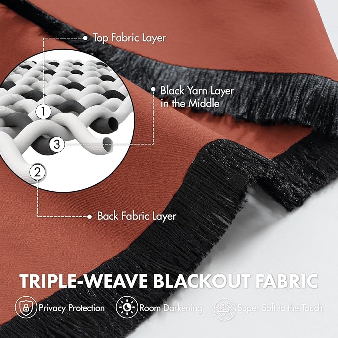 MIULEE 84 Inch Length Burnt Orange Blackout Bedroom Curtains Set of 4 | Thermal Curtains for Summer Heat, Light Blocking Privacy Bedroom Window Drapes, Top&Bottom Rod Pocket, Living Room