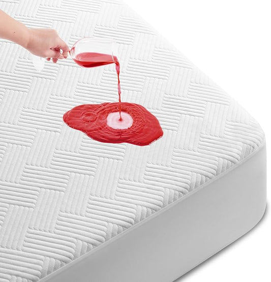 Cozymaker California King Size 100% Waterproof Mattress Protector, White | Fitted 8"-21" Deep Pocket, 3D Air Viscose from Bamboo Fabric, Soft Breathable Cooling Mattress Pad Cover Noiseless Washable