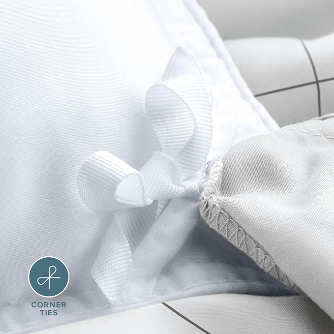 Bare Home Duvet Cover Set 1800 Ultra-Soft (Twin/Twin XL, Grid - White/Grey) | Lightweight, Cooling, Breathable, Premium 1800 Ultra-Soft, All-Season