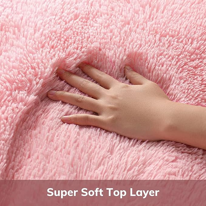 Ophanie Round Rugs 6Ft Pink Circle Area Rug,Fuzzy Bedroom Carpet,Large Shag Plush Floor Kawaii Christmas Living Room Rugs 6 Foot,Cute Room Decor for Kids Teen Girls Baby with Over 99 pcs Pile fibers